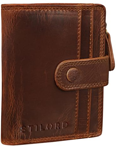 STILORD Beckett Kartenetui Leder RFID Herren Mini-Geldbörse Portemonnaie klein für EC-Karten Slim Wallet Geldbörse Brieftasche Voll-Leder Farbe:mittel - braun