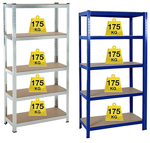 Kellerregal Lagerregal Steckregal Werkstattregal Schwerlastregal Metallregal bis 875 kg Traglast Lagerregal Garage Metallregal Belastbar Einstellbar Kellerregal Steckregal 180x90x40cm -Verzinkt