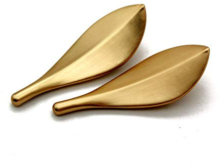Mou 6 x goldene Blattknäufe, modischer Art-Deco-Stil, Blattform, Schranktürgriff, Zweiloch-Knäufe