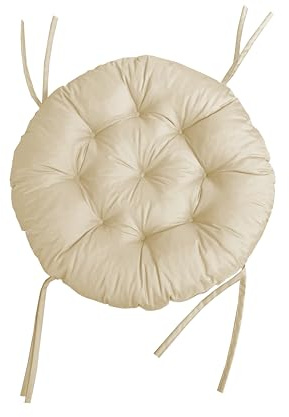 chilly pilley® Polster für Papasansessel - Rundkissen - Auflage Polster für Papasansessel -Sesselkissen Sitzkissen Gesteppt mit Schlaufen (Creme, 60cm)