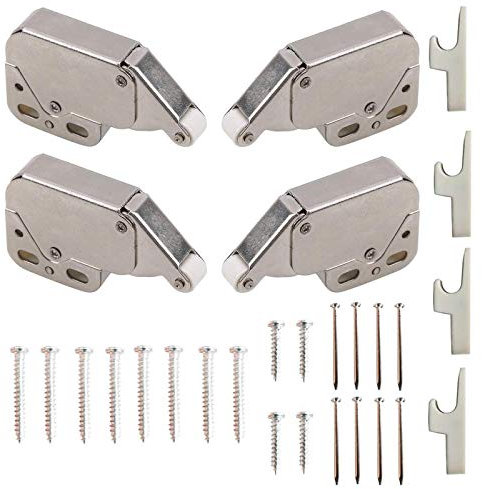 4 Stück Federschnäpper, Mini-Latch Druckverschluß Federschnappverschluß aus Kunststoff, Automatik Möbel-Schnäpper für Schranktüren, Federschnapp-Verschluss mit Gegenstück