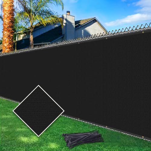 Cisvio 5ftx50ft Fence Privacy Screen Heavy Duty 170 GSM Windscreen & Dustproof Fabric Privacy Screen Covering Mesh Fencing for Outdoor Patio, Balcony, Pool Deck, Black