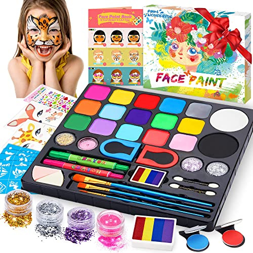 Chennyfun Face Paint Kit for Kids,17 Colors Professional Face Painting Kit