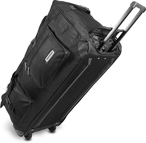 normani Reisetasche 100-150 L Reise-Trolley Jumbo XXL Big-Travel mit 2 Rollen und großem Hauptfach - riesig, Leichter und Stabiler Trolley Dunkelschwarz / 100 Liter XXL