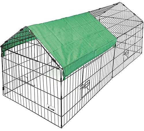 Bakaji Recinto Recinzione per Animali Gabbia per Conigli Conigliere Pollaio Porcellini D'india Per Piccoli Animali Da Esterno Telo Protezione Dal Sole Materiale in Acciaio (180 x 75)