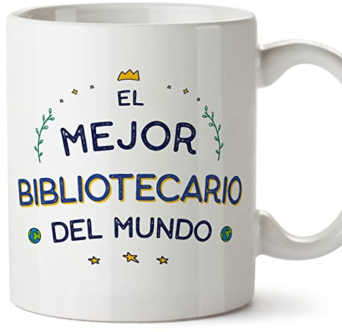 MUGFFINS Tazas para BIBLIOTECARIO hombre - En Español - Mejor del Mundo - 11 oz / 330 ml - Regalo original y divertido