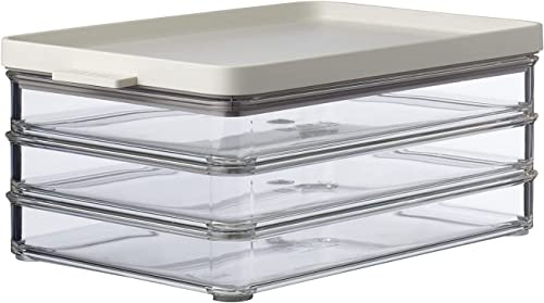 Mepal – Aufschnittdose Omnia 3-lagig Nordic White – 1650 ml Aufschnittbox für den Kühlschrank – zur Aufbewahrung von Wurst und Fleischwaren – 3 Separate Aufbewahrungsbehälter – spülmaschinenfest