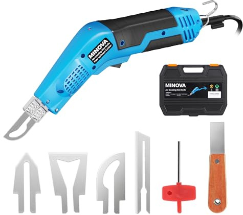 MINOVA Styroporschneider KD-7A-0 Luftgekühlter elektrischer Heißschneider Stoffschneider-Seilschneidwerkzeug-Set mit Klingen & Zubehör