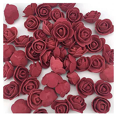 Yurosiay 500 Stück Künstliche Blumen Rosen Mini Schaumrosen Künstliche Rosenköpfe Mini Rose Deko Ohne Stiel Gefälschte Rosen Schaumrosen für DIY Rosen Bär Handwerk Brautstrauß Rotwein