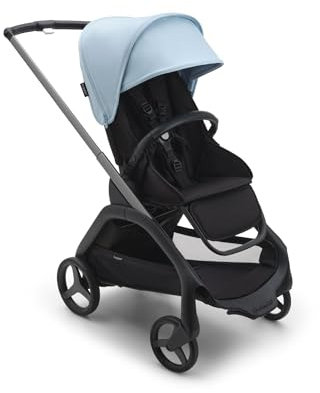 Bugaboo Dragonfly Carrito de Paseo Urbano, Carrito Compacto Plegable con Una Sola Mano en cualquier Posición, Suspensión Completa, Cesta Inferior XL, Chasis de Grafito y Capota Skyline Blue