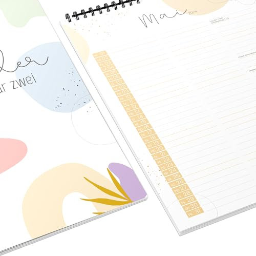 Kalender 2024 Wandkalender (Monatskalender im A4 Hochformat) - Monatskalender 2024 für das ganze Jahr von Januar bis Dezember mit Ferienübersicht - Ideal als Paarkalender oder Familienplaner