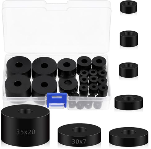 Swpeet 50 Stück 7 Größen Runde Gummi-Abstandshalter Sortiment, 5/6/8/10mm Anti-Vibrations-Scheiben-Kit, Neopren-Durchführungen für Haus