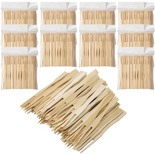 BetterJonny Lot de 1000 couverts jetables en bambou – Mini fourchettes, brochettes, cure-dents pour fête, banquet, buffet, traiteur, vie quotidienne