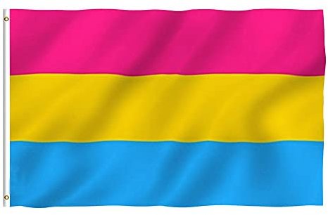 Pansexuelle Flagge 3x5 FT - Polyester mit Ösen Omnisexuelle Bisexuelle Flagge - Doppelt genähte Leuchtend rote, gelbe, Blaue Farben, LGBT-Flaggen-Regenbogen-Flaggen-Serie