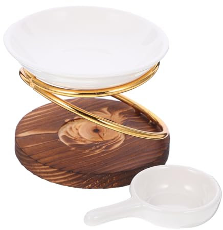 Keramik Teelichthalter Kerzenbrenner mit Holz und Eisen
