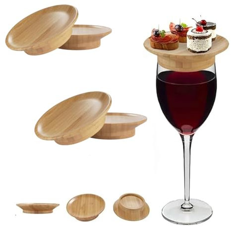 NEWWAN Topper de charcuterie en verre à vin, assiette de charcuterie en verre à vin, nouveau dessus de planche de charcuterie en verre à vin 2024 (10.16 * 7CM,4PCS)