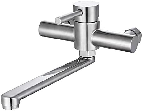 Mischbatterie Für Küchenspüle, Wandmontierte Küchenarmaturen, Gebürstet, 360° Drehbar, Küchenarmaturen, Mischbatterie