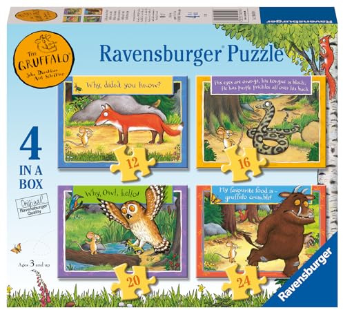 Ravensburger The Gruffalo 4 in a Box Jigsaw Puzzles for Kids Age 3 Years Up - 12, 16, 20 & 24 Pieces