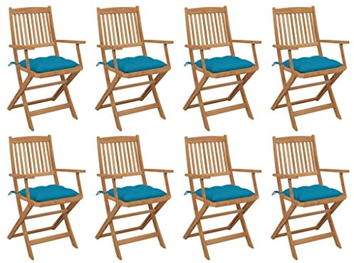 Klappbare Gartenstühle mit Kissen 8 STK. Massivholz Akazie,Klappbare Holzstühle aus Akazienholz Gemütliche Essstühle mit Kissen für Garten und Terrasse Terrassen Sitzmöbel, Gartenmöbel & Zubehör