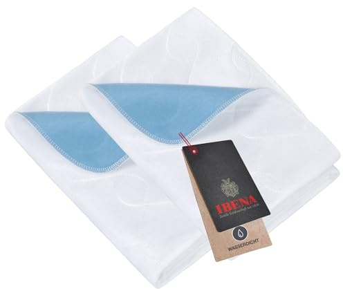 Ibena Bettunterlage Doppelpack wasserdicht 2X 75x90 cm - Inkontinenzauflage waschbar, Bett Unterlagen mit Nässeschutz, atmungsaktiv & wasserdicht, Kinder & Erwachsene klein