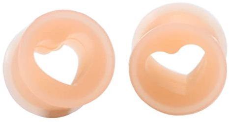 Grewod Ohr Tunnel Männer, Silikon Hautfarbe Herz Form Damen Flesh Tunnel Ohr Plug Ohr Expander Piercing Schmuck 8MM, 1 Paar