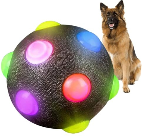 Leuchtender Hundeball – bissfester Jolly Ball, Hundespielzeug, leuchtender Ball, elastischer Ball, interaktives Haustierspielzeug, federnder Apportierball, der das Streben des Hundes mehr Spaß macht