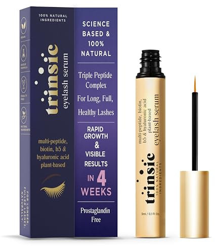 TRINSIC Natural Lash Serum - Rapid Growth with Multi-Peptide, Biotin & Hyaluronic Acid - Enhancing & Conditioning Eyelash Serum for Thicker, Longer & Healthier Lashes - Gentle & Safe Advanced Formula