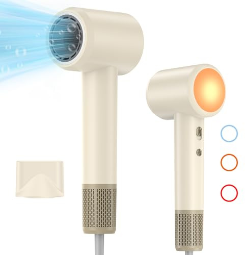 HyAdierTech Seche Cheveux Professionnel, Sèche-Cheveux Ionique avec Buse Magnétique, 3 Températures/2 Vitesses, Moteur Sans Balais pour un Séchage Rapide pour Famille Voyage Salons de Coiffure