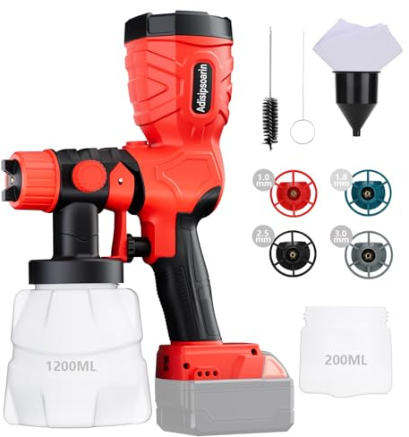 Adisipsoarin 18v Paint Sprayer High Speed for Milwaukee M18 Battery, 2 Containers,Easy to Clean,for House Painting,Furniture(Battery not Included)