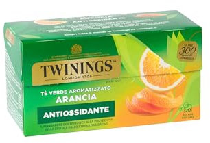 Twinings, Tè Verde Aromatizzato all'Arancia, Gusto Fresco e Leggero, Infusi e Tisane, 1 Confezione da 20 Filtri
