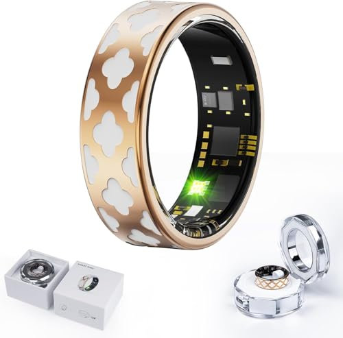 HPLSZCN Anillo Inteligente Hombre y Mujer con Cargador, podómetro multideportivo, frecuencia cardíaca, SpO2, sueño, Resistente al Agua IP68, Compatible con Android e iOS Esmalte (12)