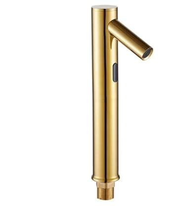 Genérico Grifos de Sensor automático para Lavabo de baño, Grifo Mezclador sin Contacto con Control de Agua Caliente y fría, grifos de Lavabo Alto con Acabado Dorado
