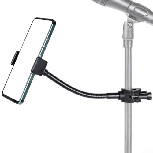 Flexible Smartphone-Halterung für Mikrofonständer, ideal für Musiker und Darsteller