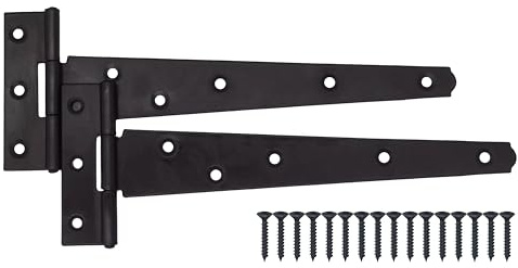 EAI Matt Black Gate Tee Hinges, 400mm / 16 Inch, Heavy Duty, 2 Pack