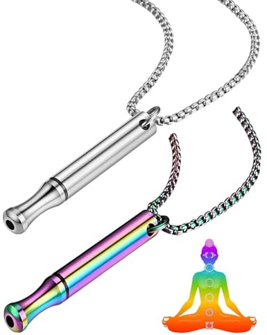 MYGLOAR 2 PCS Atemketten, Rauchfrei-Halskette, Raucherentwöhnungshilfe, Rauchfrei-Halskette, Original Raucherentwöhnungs-Halskette, Achtsamkeitskette, Raucherentwöhnungs-Atemkette （Silber + Farbe）