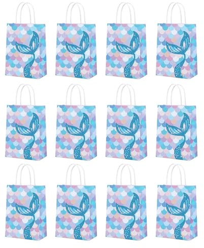 ZEPFJHE 12-teiliges Geschenktüten-Set mit Griffen, Partytüten, Papiertüten-Set für Mädchen, Geburtstagsgeschenk, Kinderparty