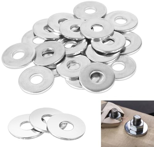 20er-Pack Unterlegscheiben M6, M6 x 20 mm Unterlegscheiben, A2 304 Edelstahl, Metallunterlegscheiben für Schrauben, Muttern und Gewindestangen