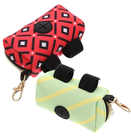 BAZEITFLOW 2 pezzi Porta Sacchetti Igienici per Portatile con Dispenser Resistente e Antistrappo Design con per Guinzaglio e Zaino Contenitore Pratico per Rifiuti Animali in e