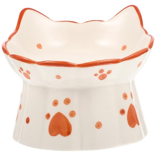SHINEOFI Gamelle Surélevée pour Chat en Céramique, Bol Anti-Renversement, Alimentation et Eau, Protection Cervicale, Accessoire pour Chats Domestiques