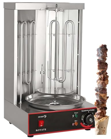 Rôtissoire Gyroscopique, Gril À Shawarma Vertical, Four À Döner Kebab Avec Tube Chauffant Épais, 2 Rangées De Trous De Chauffage, 50-300°C, Usage Domestique Et Professionnel(Electric-3000W)