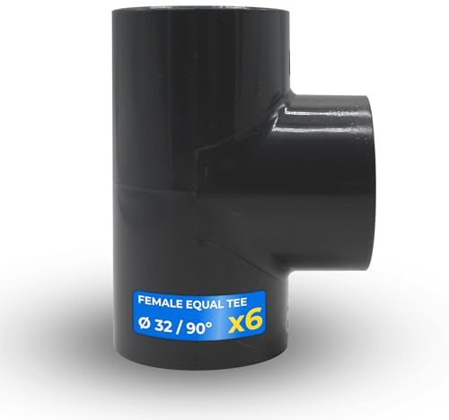 DOJA Barcelona Raccordo a T - PVC - Ø 32mm - Confezione da 6 - Facile Installazione - Raccordo a Tre Vie, Versatilità nelle Applicazioni, Derivazione T 90, Robustez, Giunto per Tubi