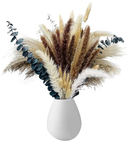 Naturliga torkade blommor, torkad pampasdekoration, 33–43 cm bukettblandning, torkade blommor, för bröllop, bord, vardagsrum, vaser, bohemisk, hemdekoration