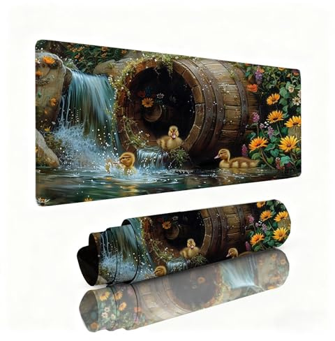 Alfombrilla Ratón Pato Alfombrilla Escritorio 800x400x3mm Crisantemo Mouse Pad con Base de Goma Antideslizante, Mejora la Precisión y la Velocidad, Sujeción Estable en Superficies, PC, Oficina 0B-593