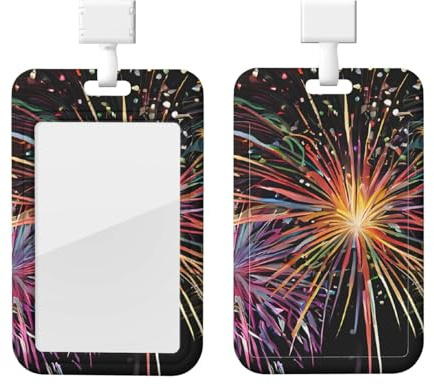 Explosion Firework 3D Badge Holder with Lanyard Vertical ID Card Holder Work ID Badge Case for Name Tags and Access Cards