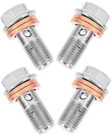 M10x1, 0 Hohlschraube aus Edelstahl für Bremsleitung | Silber, Passend für Atv und Hydraulische Bremssysteme, Präzise Passform, 4 Stück