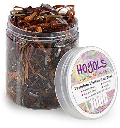 Hoyols Haar Krawatten Elastische Gummibänder Krawatten für Pferdeschwanz Zopf Halter für Kinder Mädchen Frauen Braun Silber Gold Farbe 1000 Stück TPR (6 Gemischte Damen)