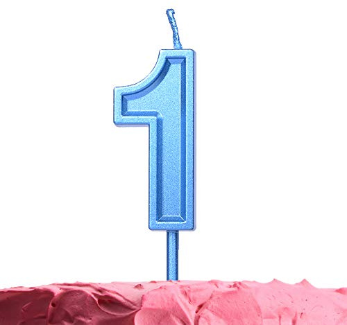 GET FRESH Number 1 Birthday Candle – Blue Number One Candle on Stick – Elegant Blue Number Candles for Birthday Wedding Anniversary – Baby’s 1st Birthday Candle Cake Topper – Blue 1 Candle