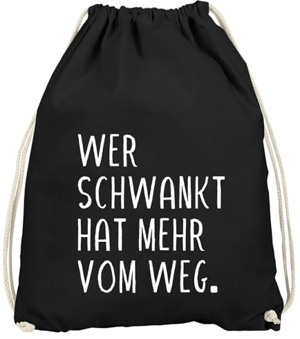 MoonWorks® Turnbeutel mit Spruch Wer schwankt hat mehr vom Weg lustiger Turnbeutel Saufen Bier Party Schwarz unisize