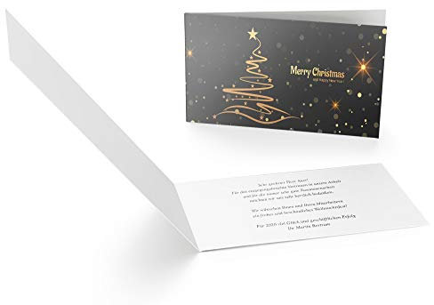Weihnachtskarte Goldener Tannenbaum(10 Stück) Für Familie, Freunde & geschäftlich | modern Klappkarten