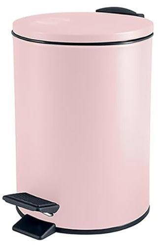 Spirella, Pattumiera a Pedale in Acciaio, Modello Adelar, Meccanismo di Chiusura Lenta, Il Coperchio Si Chiude Delicatamente e Silenziosamente, Rivestimento Anti-Impronta, Rosa, 3 Litri